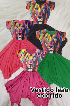 Vestido Busto estampado - Leão Colorido