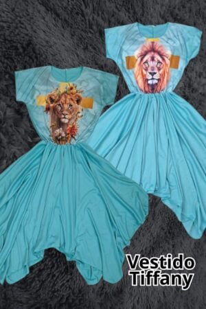 Vestido Busto Estampado- Verde Tiffany