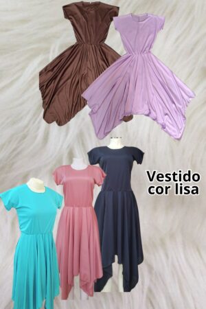 vestido helanca liso - varias cores