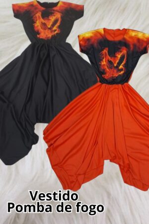 Vestido Busto estampado - Pomba de fogo
