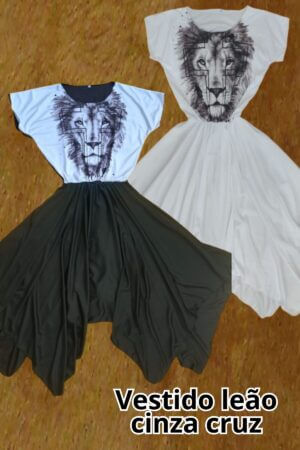 Vestido Busto estampado - Leão Cinza Cruz