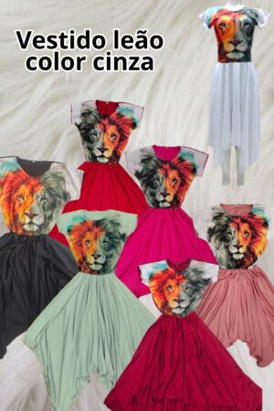 Vestido Busto estampado - Leão Color Cinza