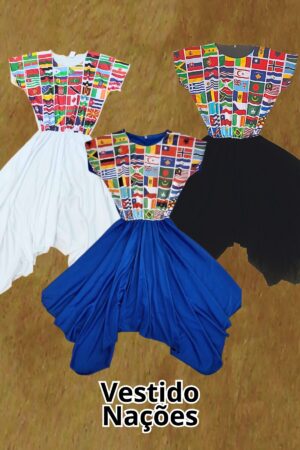 Vestido Busto estampado Nações - varias cores