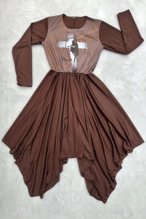 Vestido manga longa - busto estampado