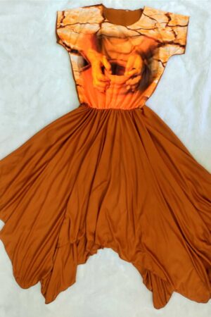Vestido Busto estampado - Vaso de Barro - Tons Terrosos