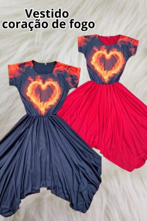 Vestido coração de fogo