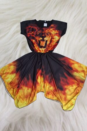 Vestido estampa total - Leão de fogo