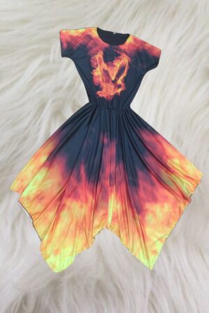 Vestido estampa total - Pomba de fogo