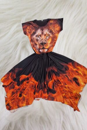 Vestido estampa total - Leão em chamas