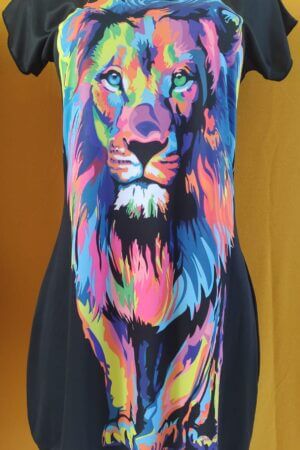 Bata Preta Leão Colorido Inteiro